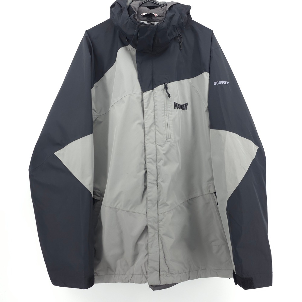 Marker Mens Jacket Gore-Tex Hooded Shell XXL Grey Black Ski Snowboard Gorpcore